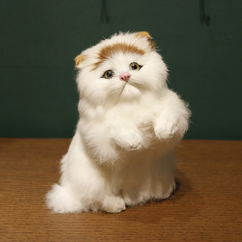 Realistic Pet Cat Dolls Kitten Figurines Plush Toy For Kids Birthday Gift Ornaments Home Table Decoration 6