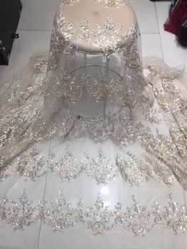 

special sequins french lace with beads embroidered Tulle Lace with good quality J-30887 for bridal dress