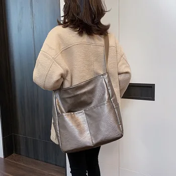 

Lazy Wind Black Shoulder Bag 2019 New Minimalist Large Capacity Pu Soft Leather Bag Women Messenger Bags