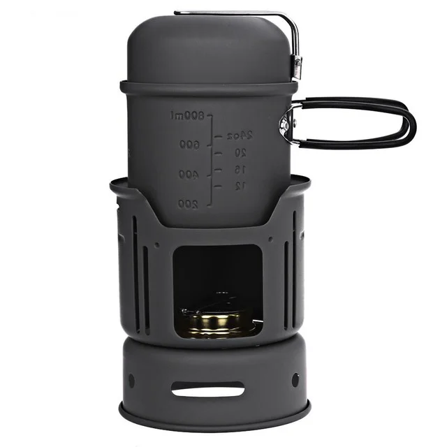 Good Price  Portable 1 - 2 Person 7pcs Camping Stove Cook Set With Pot Bowl Alcohol Stove For Outdoor Hiking Pi