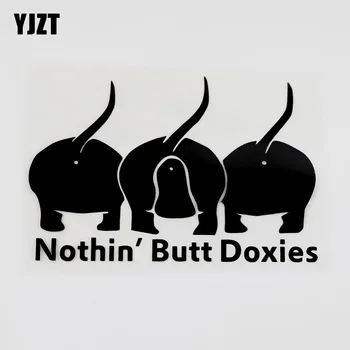 

YJZT 15.2CMX10.1CM Funny Dog Nothing Butt Doxies Vinyl Car Sticker Black/Silver 8C-0007
