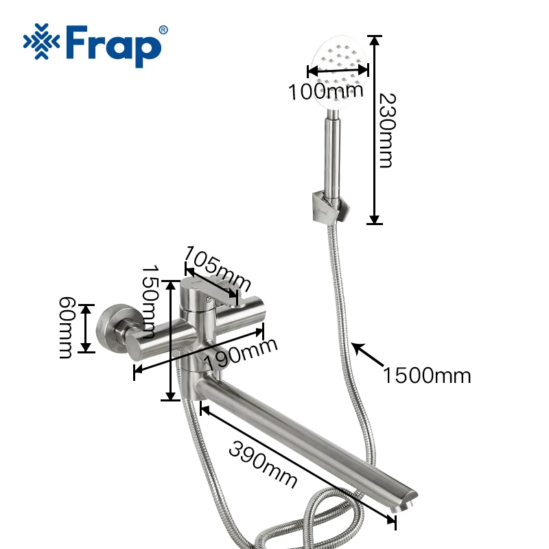 FRAP нержавеющий смеситель для ванной с душем F22801