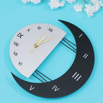 

1pc Moon Sun Design Wall Clock Creative Silent Wall Clock Hanging Clock Home Decoration Clock Without Dry Battery