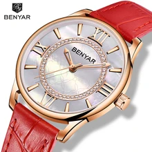 

2022 New Quartz Women's watches BENYAR fashion leather wrist watches ladies dress waterproof clock women watch Relogio Feminino