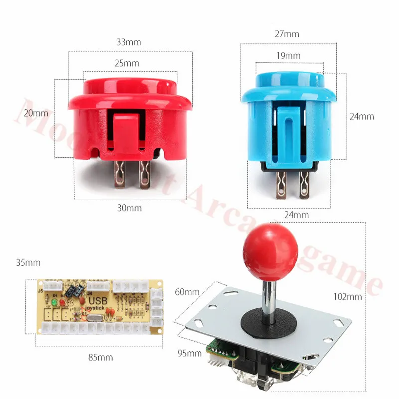 아케이드 조이스틱 DIY 키트, 지연 없음, USB 인코더, PC 아케이드 Sanwa 조이스틱 및 푸시 버튼, 아케이드 마메