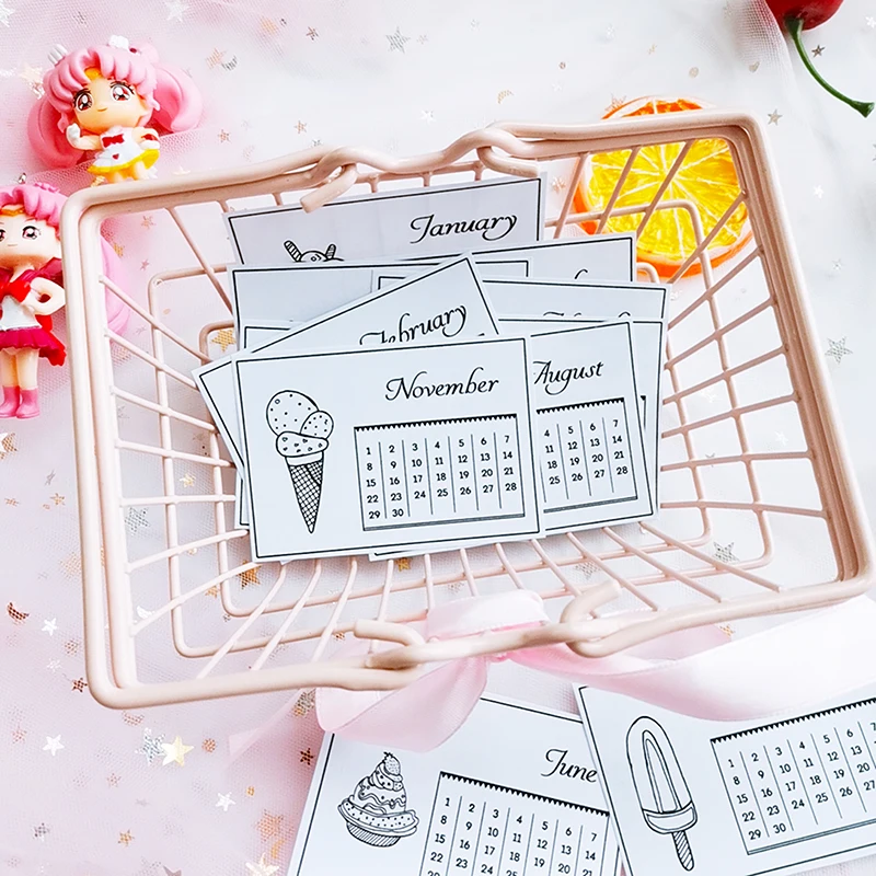 12 шт./упак. мороженое ежемесячный календарь Стикеры DIY ремесло Скрапбукинг альбом журнал хлама Happy planner декоративные Стикеры s