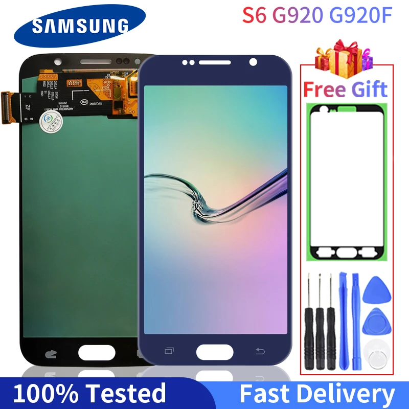 100% протестированный Оригинальный ЖК-дисплей для SAMSUNG Galaxy S6 G920 G920F G920FD сенсорный