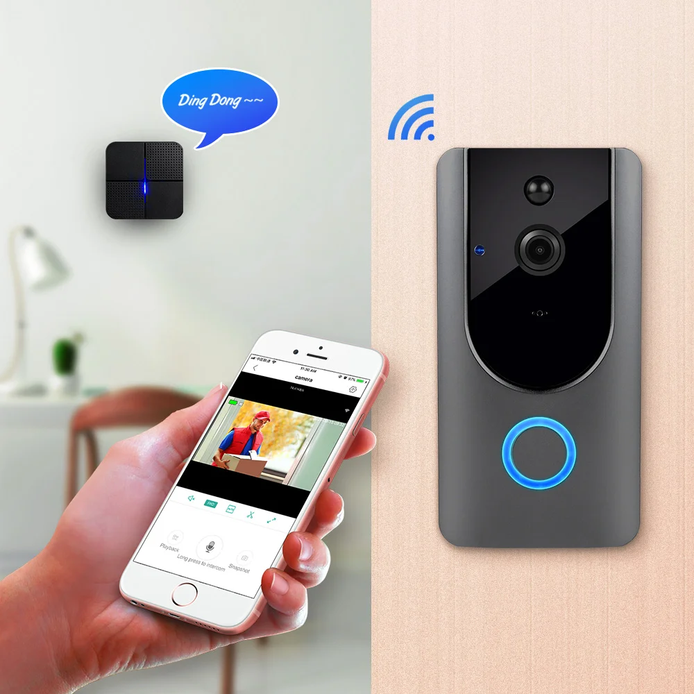 Voortdurende Waarschijnlijk In WiFi Doorbell Camera Outdoor Wireless Video Doorbell Two way Audio Visible  Intercom System Night Vision Door Phone deurbel|Doorbell| - AliExpress