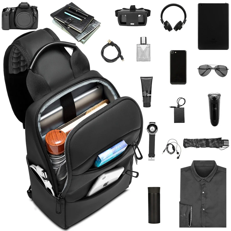 DIENQI, черная маленькая нагрудная сумка, функциональная сумка на одно плечо, мужская сумка для работы, бизнес-чехол, водонепроницаемая мужская сумка с карманом
