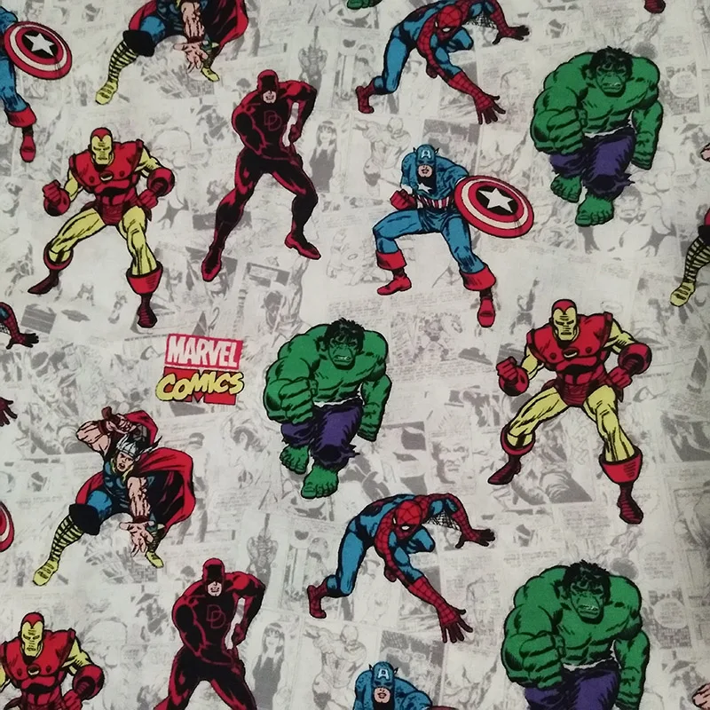 

Good Light Grey The Avengers Fabric Soft Cotton Fabric Avengers Hero Print Fabric Sewing Patchwork DIY Children Shirt Clothing