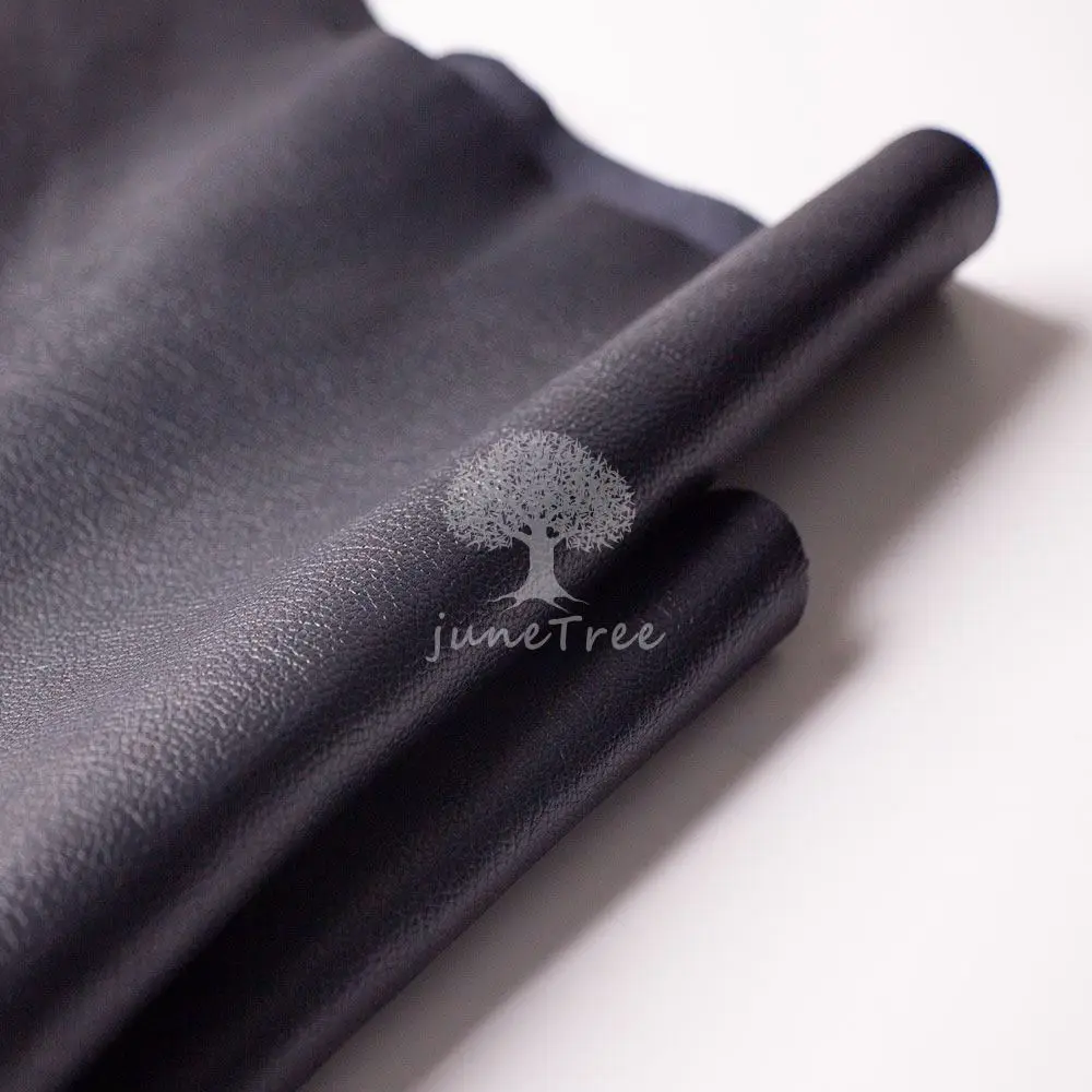 Junetree veg. tanned goat skin leather Genuine leather for craft shoe clothes bag thick 1.0-1.3mm black leather fabric leather material handmade leather