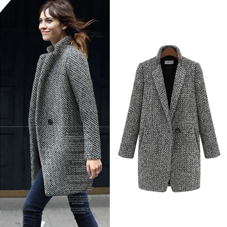 

2019 Top Winter Coat Women Gray Thick Fashion Design New Arrival Warm Wool Fabric Woolen Coat Classic Long Plus Z0923