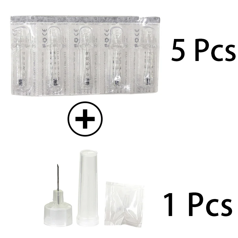 5 syringe 1 needle Розовая гиалуроническая ручка, пистолеты с гиалуроновой кислотой, сыворотка без инъекций, ручка для омоложения кожи против морщин, липатомайзер для лифтинга губ - Цвет: 5 syringe 1 needle