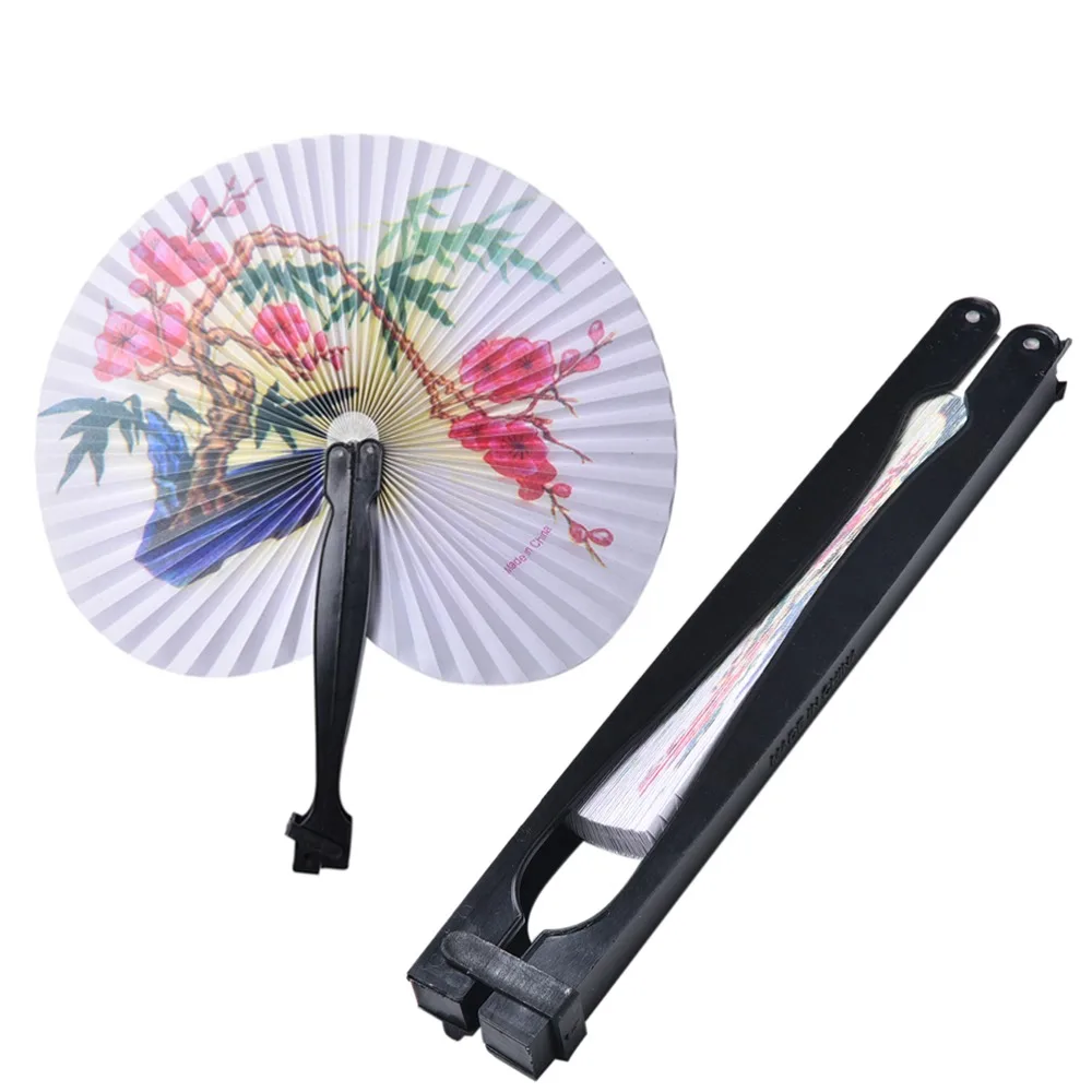 

Pocket Folding Hand Fan Round Circle Printed Paper Party Decor Gift Decorative Fan Chic Female Handheld Fan Chinese