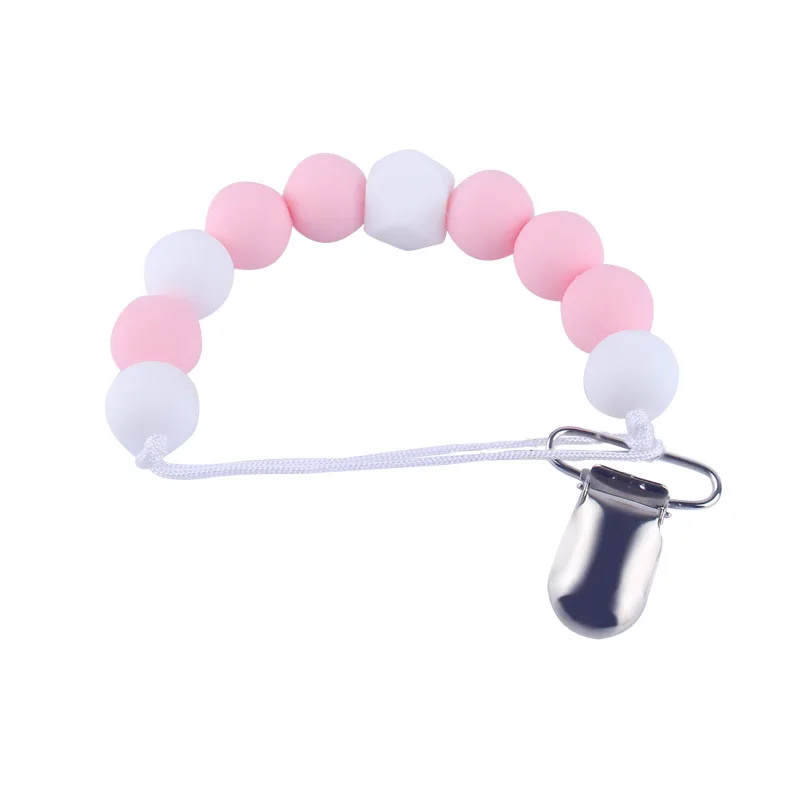 1pc Silicone Pacifier Chain Round Beads Baby Teether Toys Mixcolor Teething Chain Baby's Goods