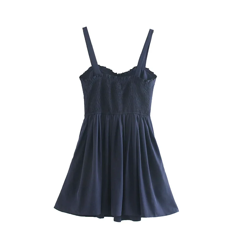 

Za2019 Summer New Style WOMEN'S Dress Horizontal Neck Slim Fit Slimming Pleated Details Strapped Dress