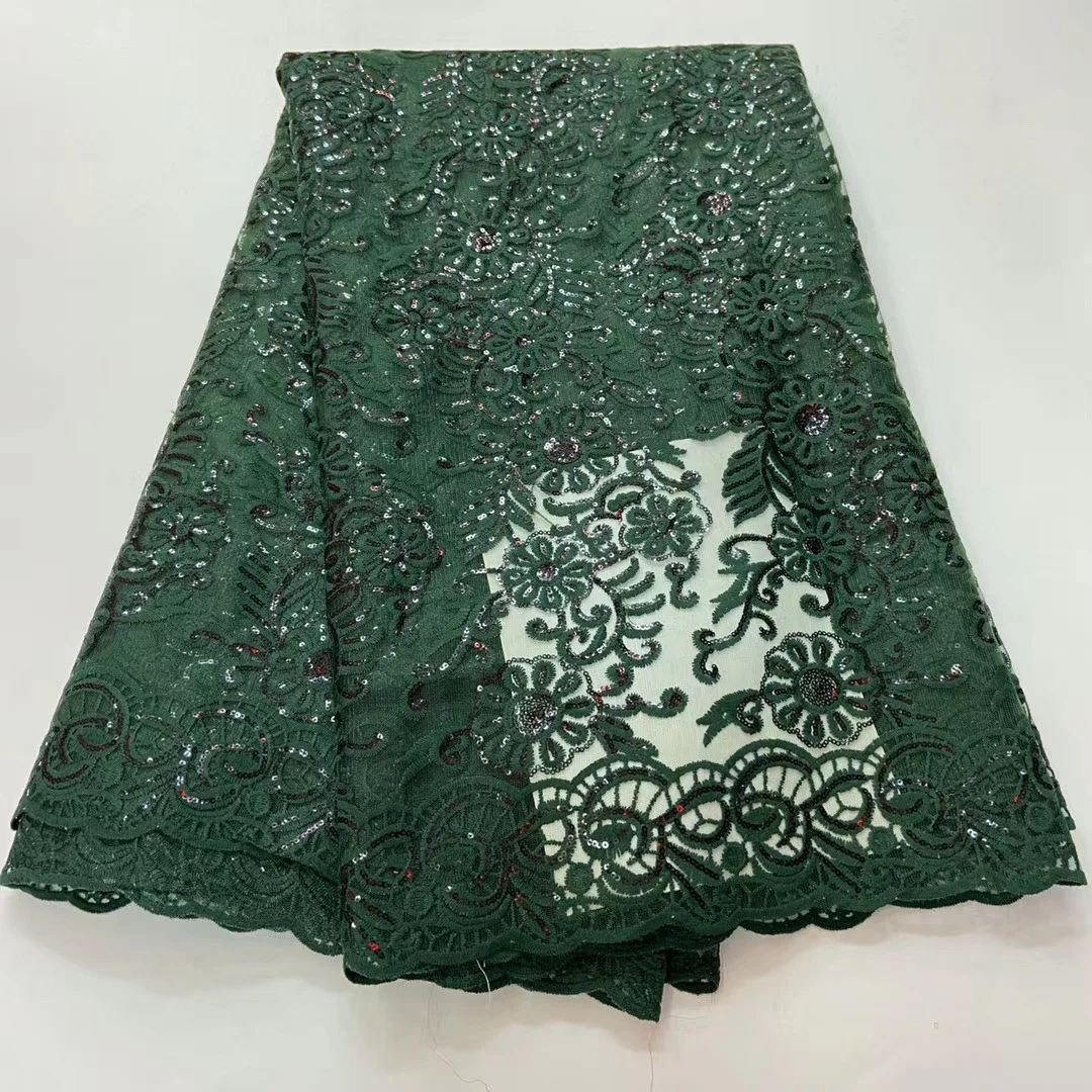 

Nigeria Sequin Embroidery Latest African Lace Material 2022 High Quality Dress French Tulle Mesh Lace Fabric R3983