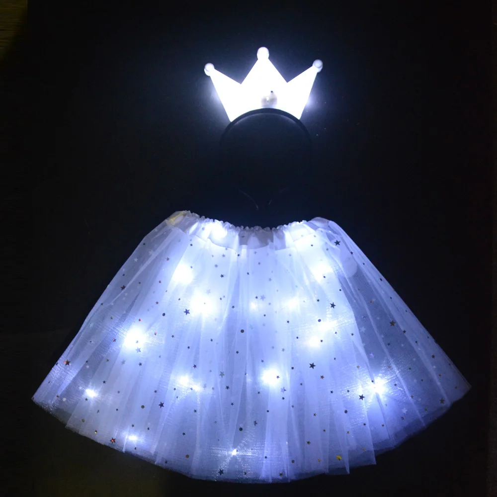 Вечерние, светящиеся светильник, юбка-пачка со звездами комплект с изображением кота, лисы, короны, кролика, подарок на день рождения, Рождественская светодиодная одежда для свадьбы для детей, женщин и девочек - Цвет: 10