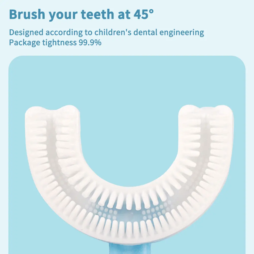 Kids Toothbrush U-Shape Infant Toothbrush with Handle Silicone Oral Care Cleaning Brush for Toddlers Ages 2-12 Drop Shipping