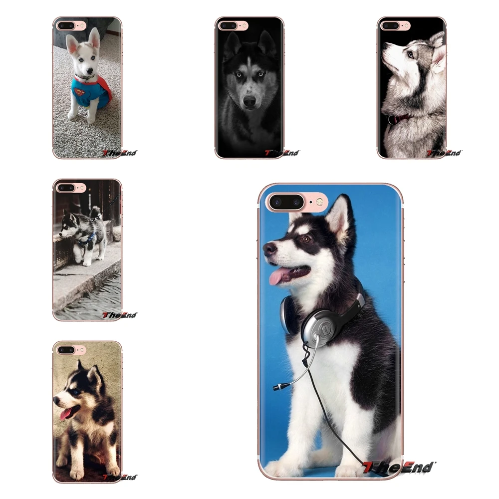 

For Sony Xperia Z Z1 Z2 Z3 Z5 compact M2 M4 M5 E3 T3 XA Aqua LG G4 G5 G3 G2 Mini Silicone Cases Covers Husky puppy Siberian Dogs