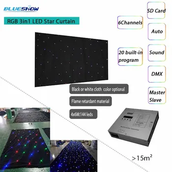 

Stage Curtain Star RGB 3in1 LED Star Curtain Light 4x6M Flame Retardant LED stage curtain dmx curtain Wedding Background curtain