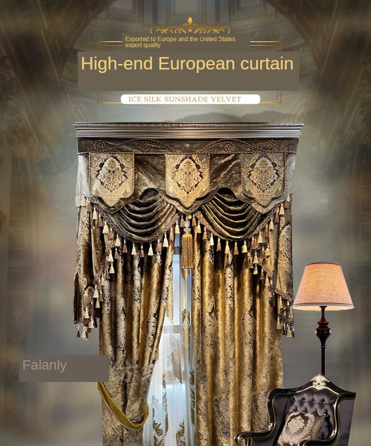 beaded curtains European Palace Luxury Velvet Blackout Curtains Carved Gold Curry Villa Curtains for Living Dining Room Bedroom Windows Valance best Curtains