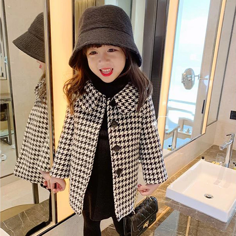 Toddler Girls Jacket Outerwear Plaid Pattern Girl Coats Kids Casual Children's Jackets Winter Autumn Kids Clothing orange bubble coat