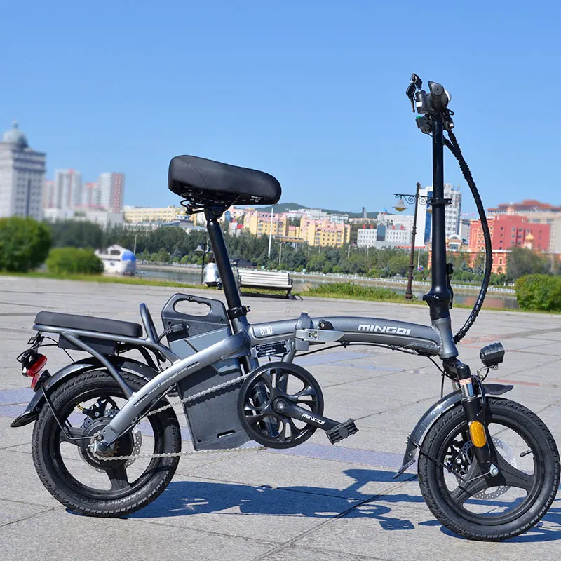 14-дюймовый Портативный складной электрический велосипед 48V 12AH 240 Вт Мотор литий Батарея городская одежда для отдыха и для е-байка на пройденное расстояние в милях 45 км - Цвет: light grey