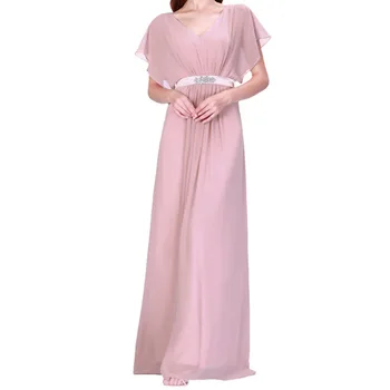 

BGW 2020 New Chiffon A Line Formal Evening Dresses Short Sleeves With Sahses Sexy V Neck Formal Party Plus Szie Evening Gown