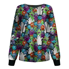  Flower Long Sleeve Medical Uniforms Women V-neck Scrub Top with pocket Medical Anime Nurse Blouses Doctor Scrubs Dentist Uniform 