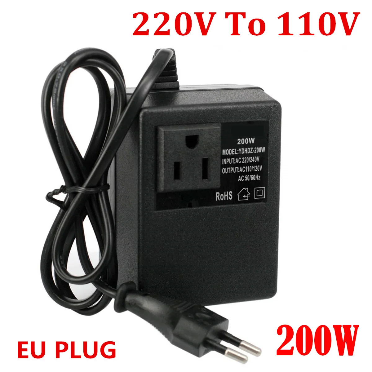 Tanie Nowy 200W konwerter napięcia transformator 220V do 110V Step Down Travel ue wtyczka konwerter transformatora napięcia