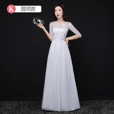 K long white Vestido Azul Marino Белые Длинные свадебные платья для женщин плюс размер платье подружки невесты для ужина сексуальное шифоновое платье для выпускного - Цвет: K long white