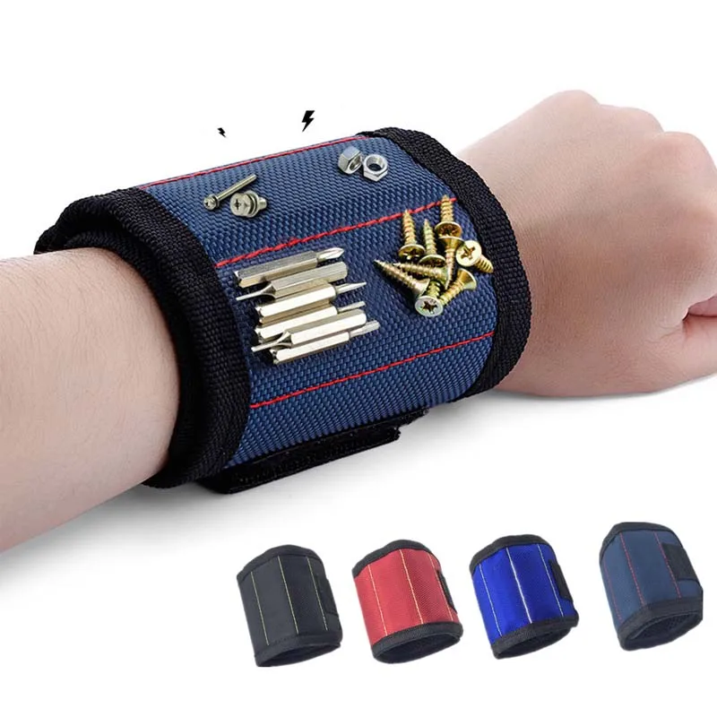  Magnetic Wristband Portable Tool Bag with 3 Magnet Electrician Wrist Tool Belt Screws Nails Drill B