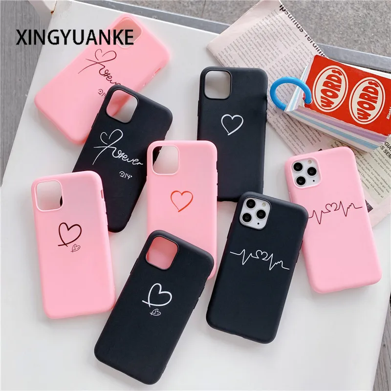Love Heart Silicone Cover For Samsung Galaxy S21 S20 FE S10 S9 S8 Plus S7 Edge S10E Note 20 Ultra 10 Lite Soft TPU Case | Мобильные