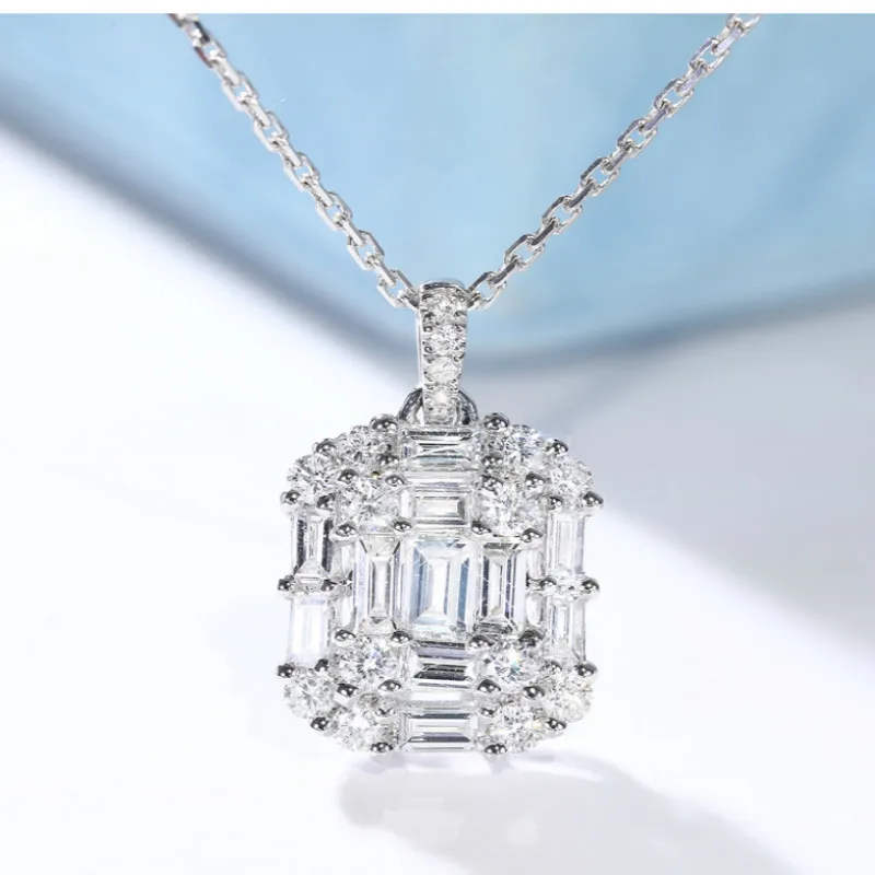 

NPKDS Fashion New Product Square Splicing Innovative Visual System Pendant Necklace Inlaid Large Zircon Female Pendant Necklace