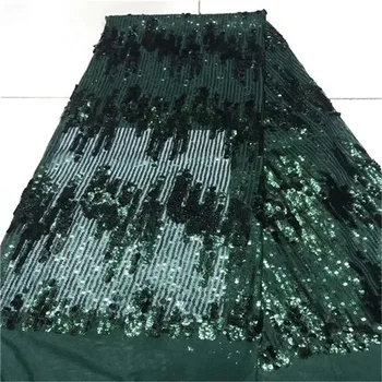 

New Design High Quality Green Tulle Sequins African Lace Fabric Guipure Embroidered French Net Nigerian Lace Fabric for Wedding