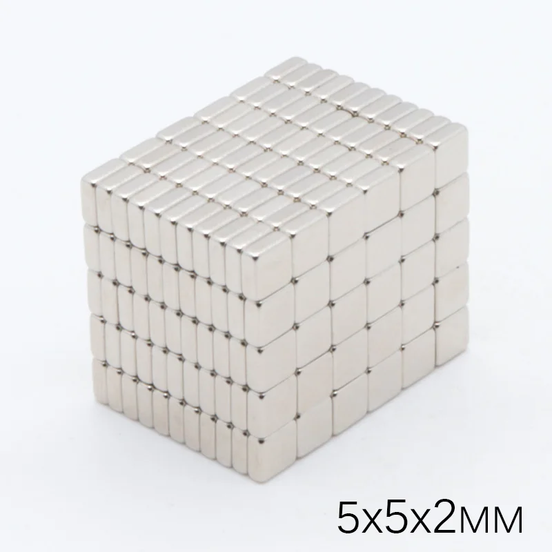 200 шт. 5x5x2 мм Мини Класс супер сильный Мощный магнит блок NdFeB 5x5x2 мм кубовидные Редкоземельные неодимовые постоянные магниты