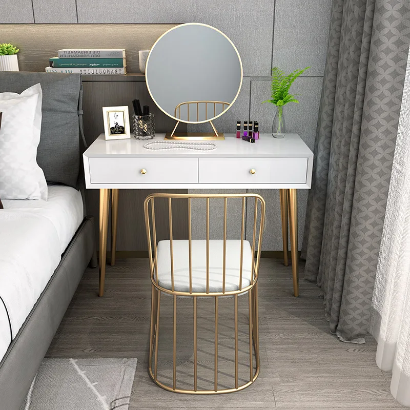 

Dresser Sets for Bedroom Plate Dressing Table Dresser Mirror Laux Leather Stool Makeup Table and Chair Combination Makeup Table