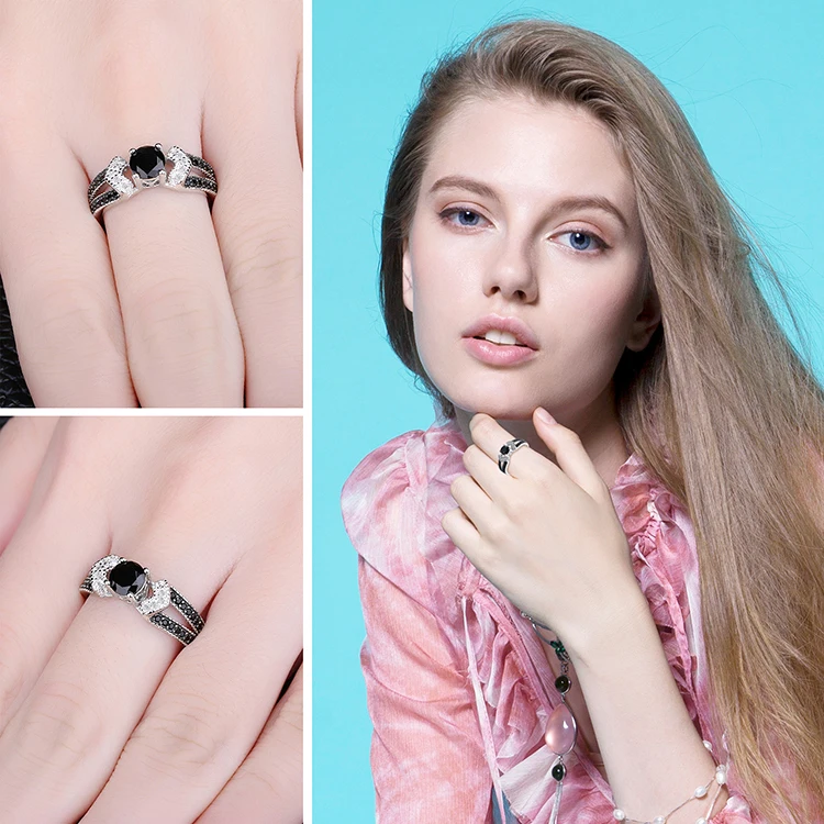 JewelryPalace элегантный 0.8ct натуральный черный Шпинель обручальные кольца для женщин Натуральная 925 пробы серебро себе ювелирные