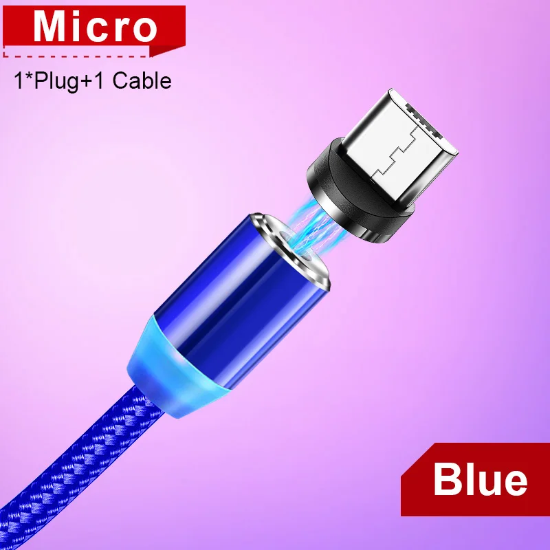Магнитный кабель OLAF 3A для зарядки телефона, кабель Micro USB, магнитное зарядное устройство 2 м, кабель usb type C USB C для iPhone, samsung, Xiaomi - Цвет: Blue For Micro