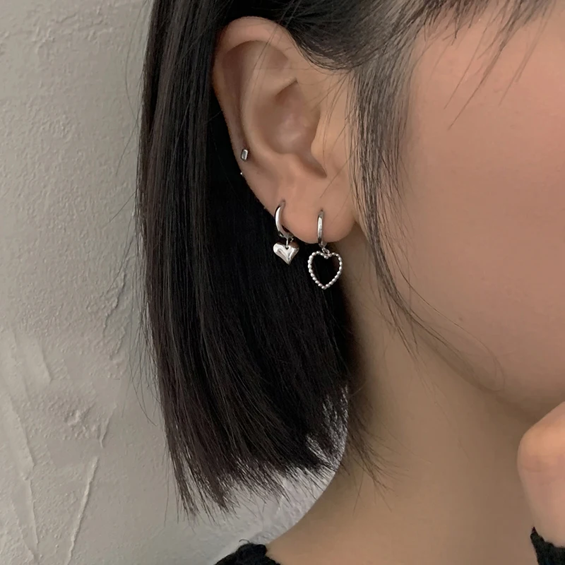 Silver 12MM Heart Hoop Earrings