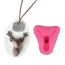 3D 鹿ヘッドキャンドルモールドフォンダンキャンドル型ダンケーキデコレーションツール Diy クラフトアロマ石膏シリコーン粘土金型キャンドルモールド(China)