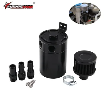 

Universal 2-Port Oil Catch Can Tank Reservoir with Drain Valve Breather Filter Compact Baffled Aluminum Oil Catch Fuel Tank Part