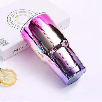 

Stainless Steel Thermos Cup with Lid Straw 30Oz Insulated Beer Cup Drinking Thermos Coffee Cups Purple