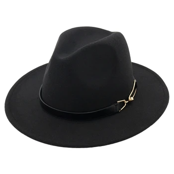 

Women Felt Hat Fedora Winter Wide Brim Hats Autumn Fashion Church Women Imitation Wool Men Felt Hat