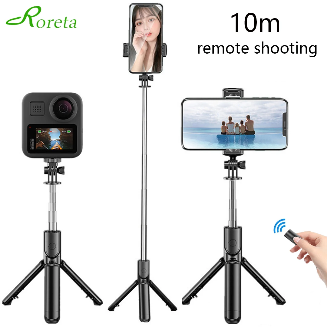 Roreta-Palo de selfi 3 en 1, Mini trípode extensible, monopié con obturador remoto por Bluetooth para iPhone, Xiaomi, smartphone, Gopro