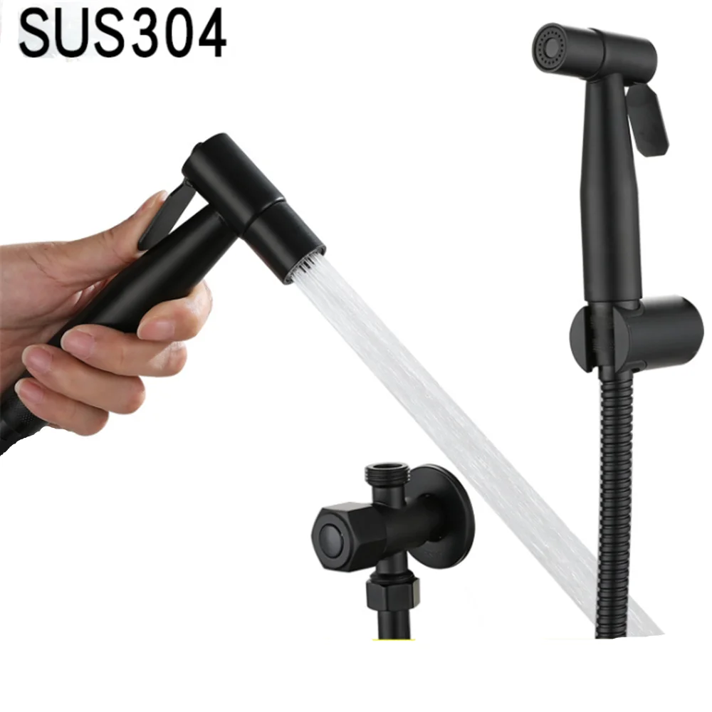 Stainless Steel Black Toilet Bidet Floor Cleaning Tool Bathroom Spray Set Handheld Faucet Sprayer Accessories | Обустройство дома