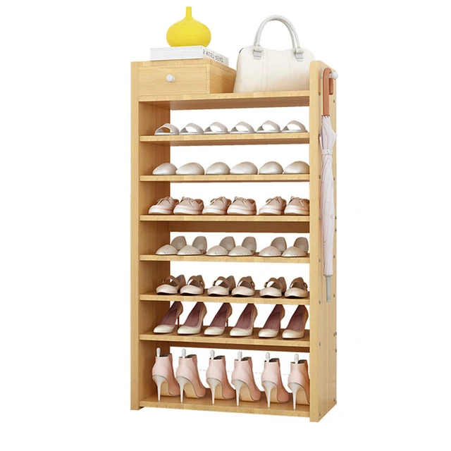 Zapatero organizador de zapatos, contra la pared, estante de almacenamiento  simple, multicapa moderna de madera de simplicidad para sala de