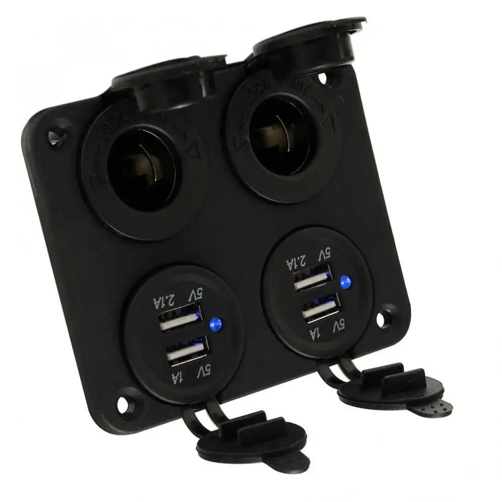 12-24V автомобильный двойной USB адаптер зарядное устройство+ прикуриватель розетки с синий светодиодный индикатор