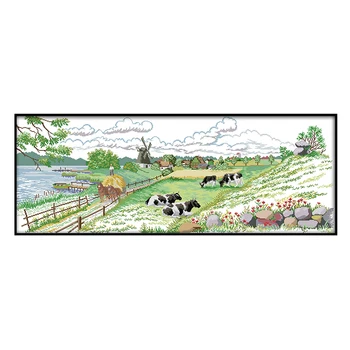 

cross stitch kits pasture scenery paintings needlework embroidery sets nature crossing chinese cross stitch patterns joy sunday